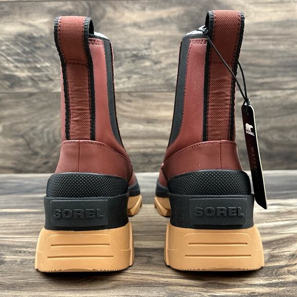 NIB Sorel BREX 8M Chelsea Leather Boots Booties Waterproof Grippy Spice Black - Picture 9 of 12